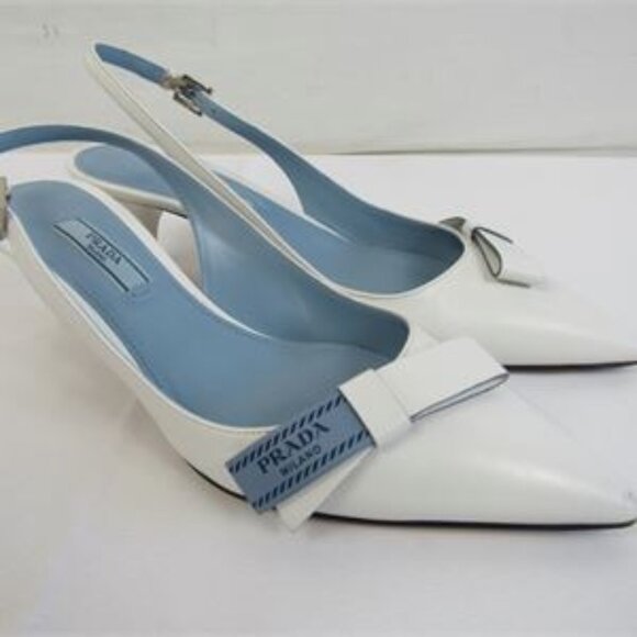 Prada Leather Bow Slingback Pumps | Women’s Size 36.5EU - Picture 1 of 9